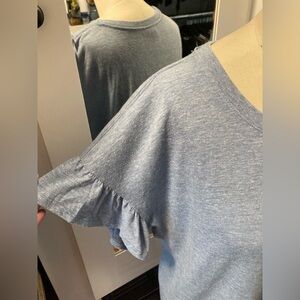 Calvin Klein Heather Blue Flutter Short Sleeve Tee, Size XS (fits like S/M)